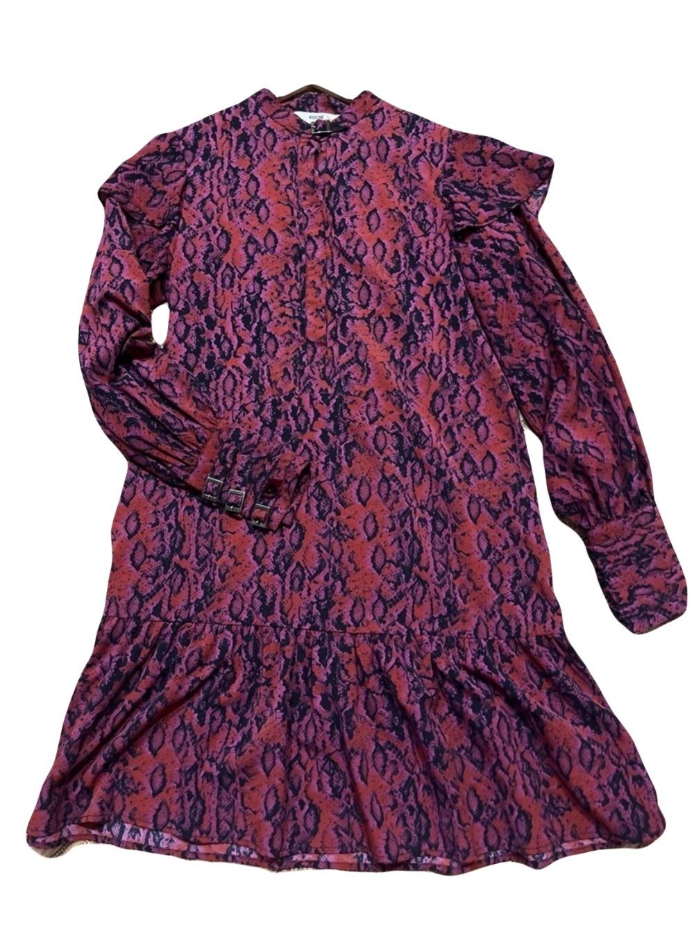 Koché Dress - Women's 4 Purple - Magenta Python Buckle Mini Long-Sleeved
